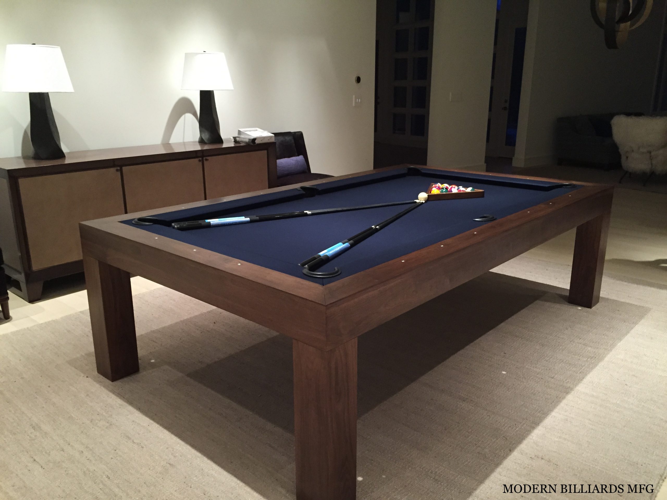 Modern American Dark Walnut Pool Table Modern Billiards Mfg (310) 962