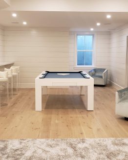 MODERN WHITE PEARL POOL TABLE WITH DRAWER 1 modern pool tables, custom pool tables, modern billiards mfg