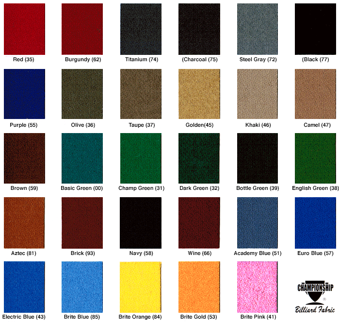 FELT CHART modern pool tables, custom pool tables, modern billiards mfg