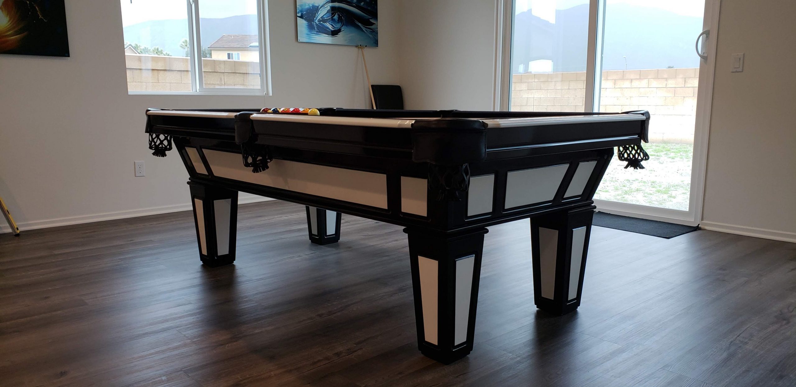traditional Aston piano 7 modern pool tables, custom pool tables, modern billiards mfg