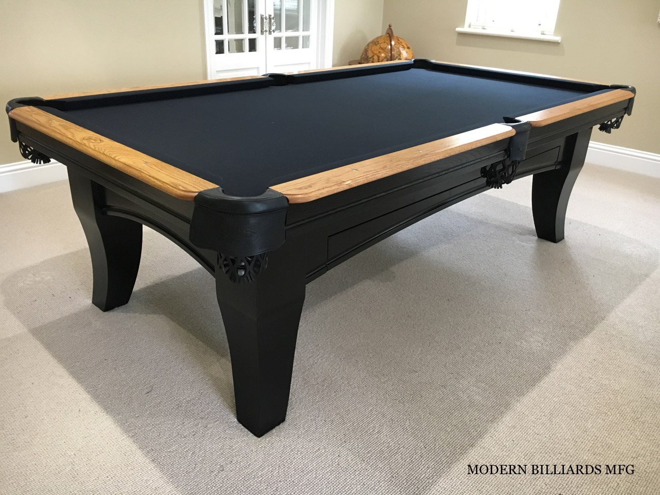 traditional-black-1 modern pool tables, custom pool tables, modern billiards mfg