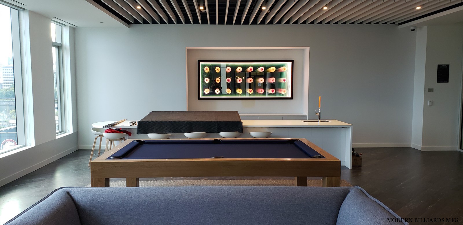 MODERN OAK TEAK STAIN modern pool tables, custom pool tables, modern billiards mfg