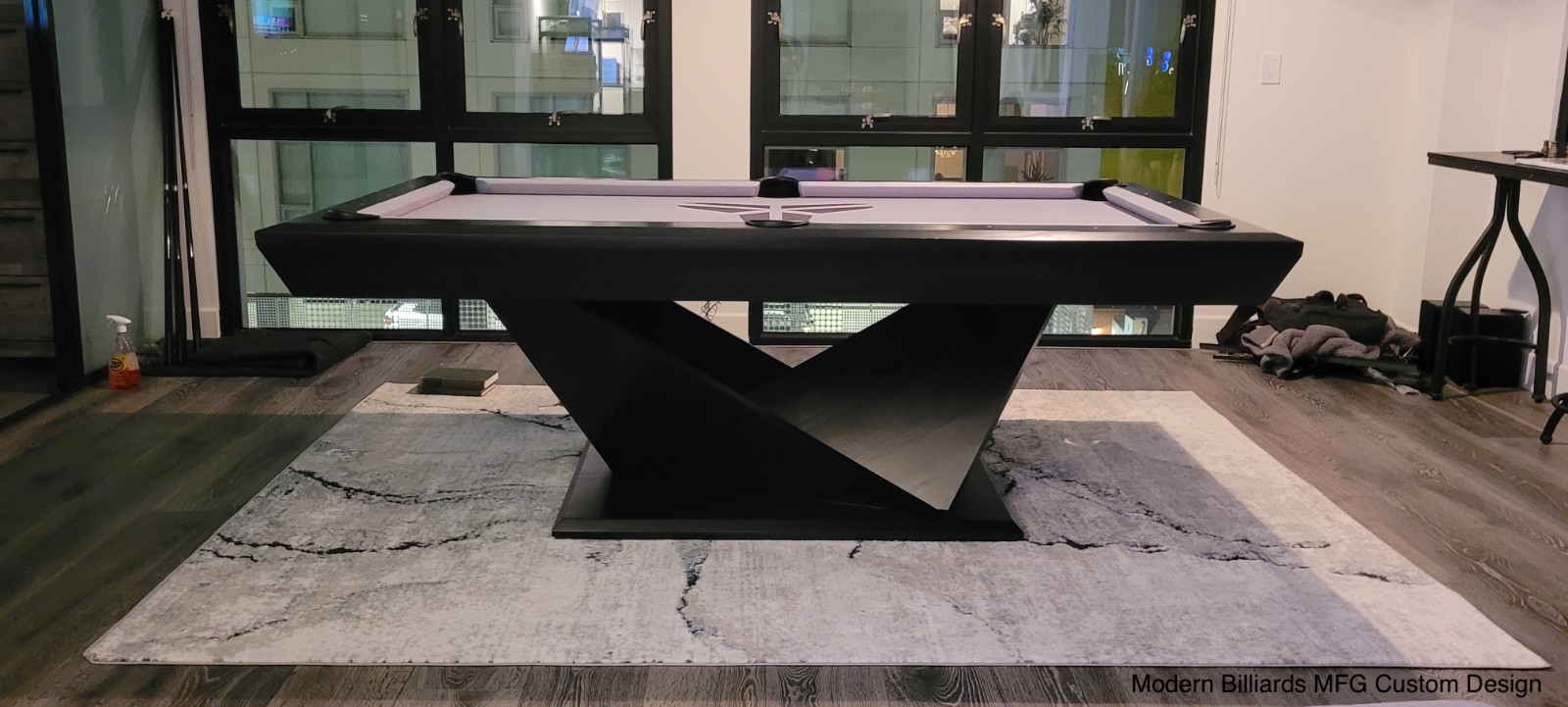MODERN POOL TABLE ORIGAMI BLACK 1 modern pool tables, custom pool tables, modern billiards mfg