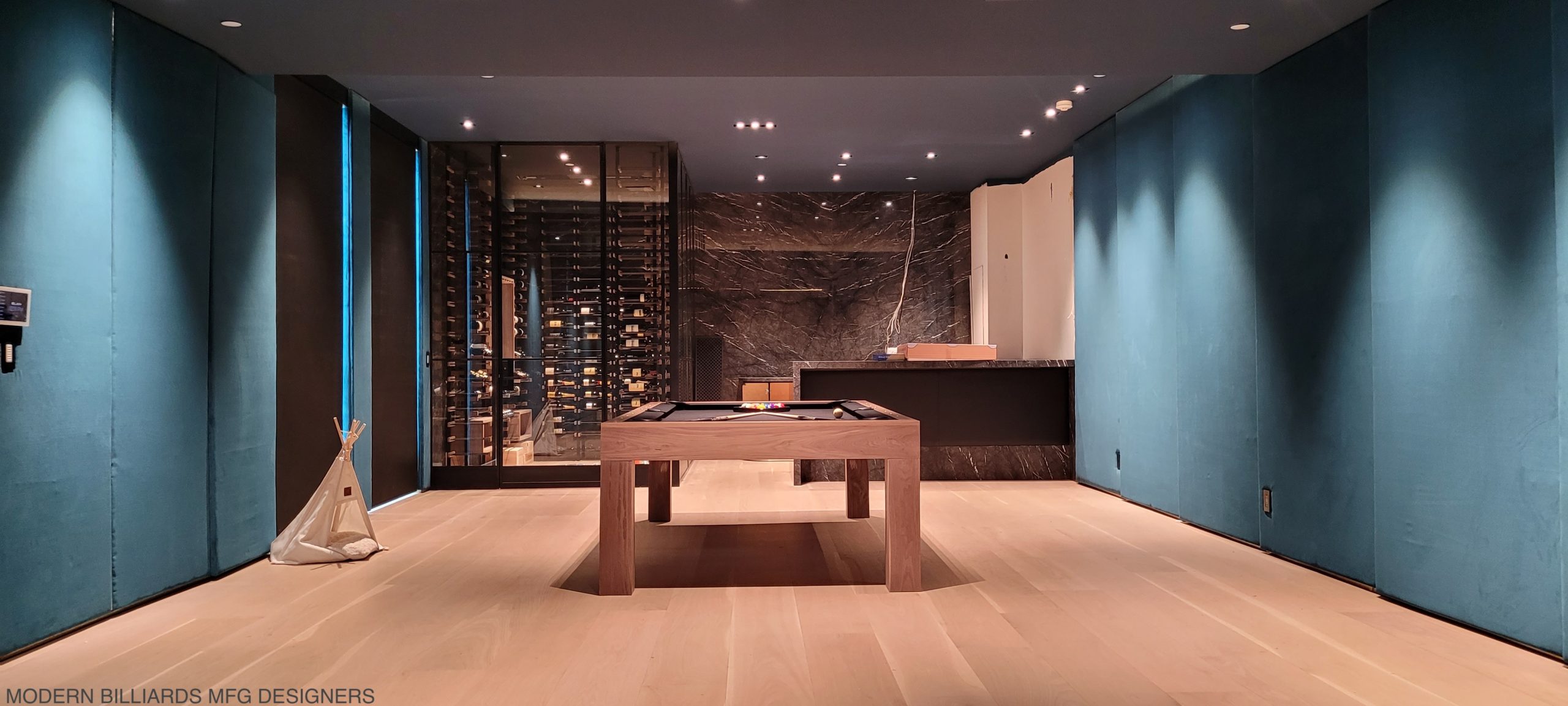 MODERN WALNUT 1 modern pool tables, custom pool tables, modern billiards mfg