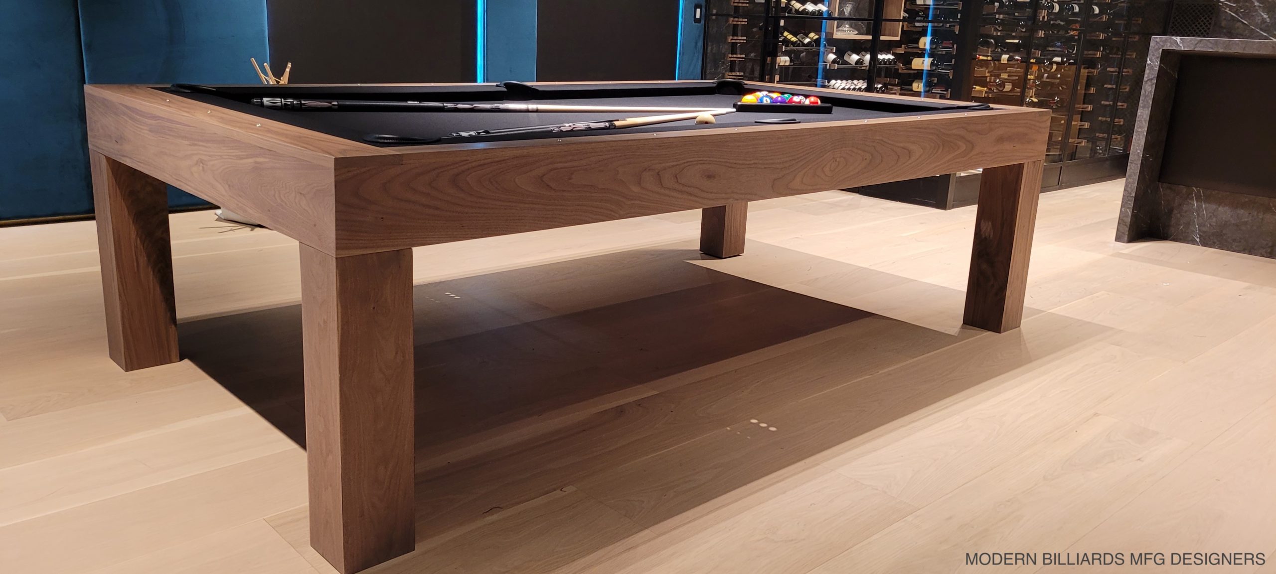MODERN WALNUT 2 modern pool tables, custom pool tables, modern billiards mfg