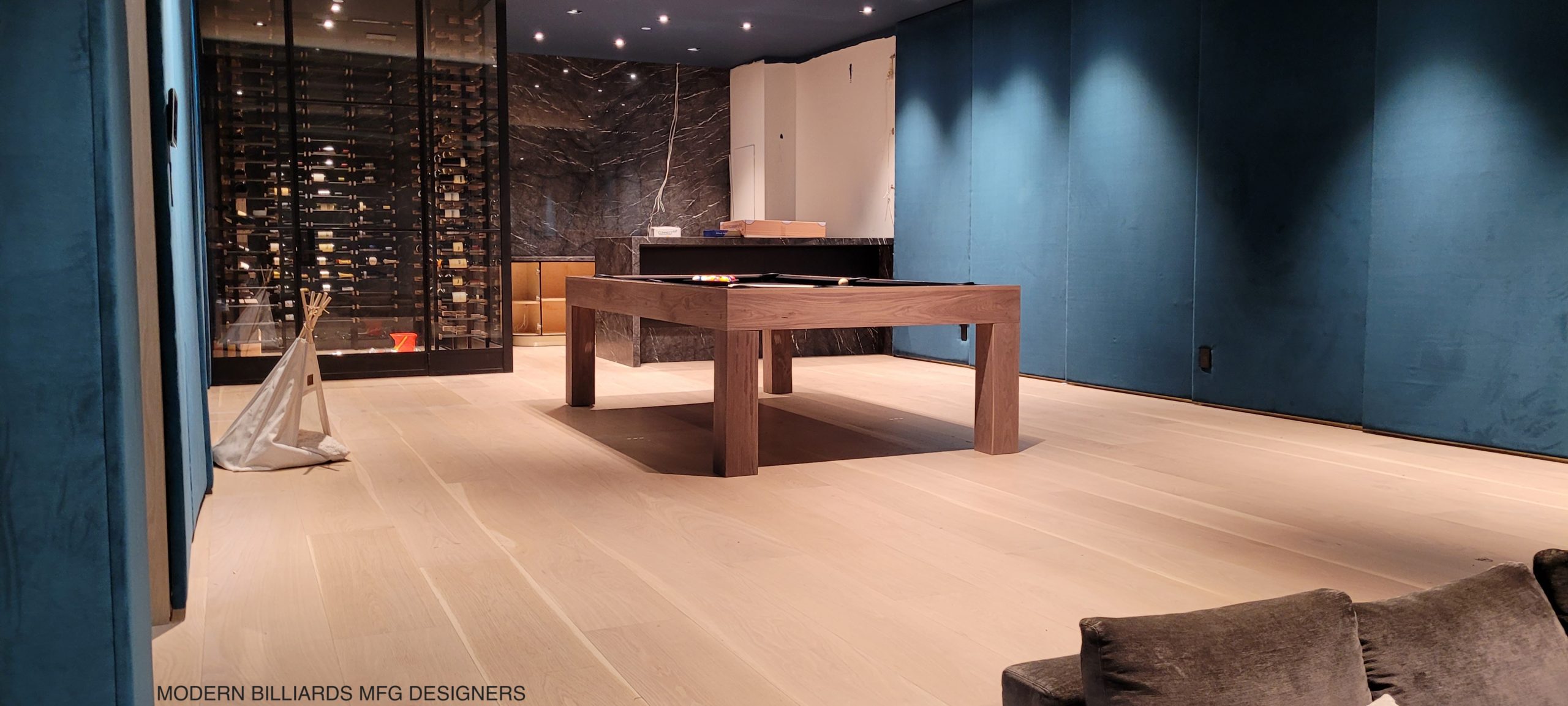 MODERN WALNUT 3 modern pool tables, custom pool tables, modern billiards mfg