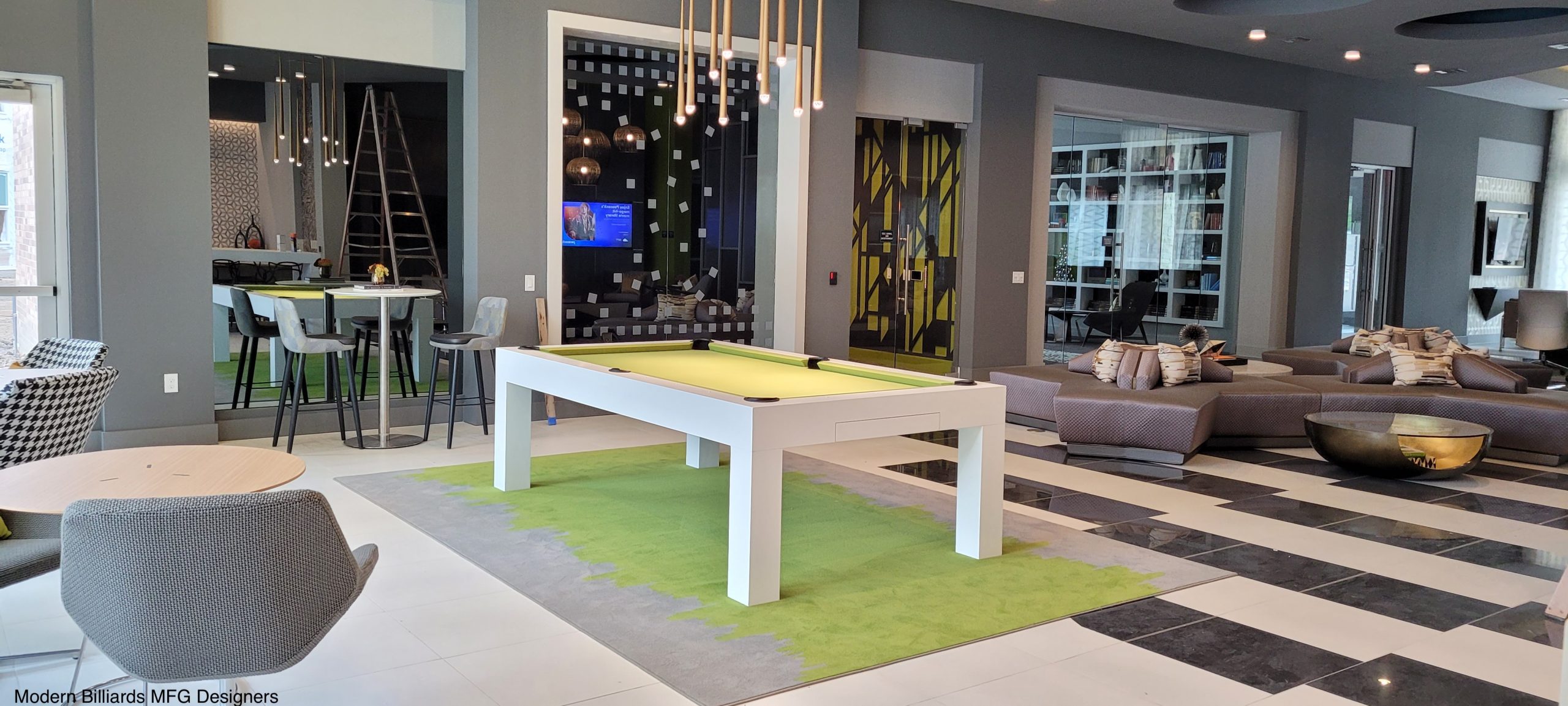 Modern Matte White 3 modern pool tables, custom pool tables, modern billiards mfg