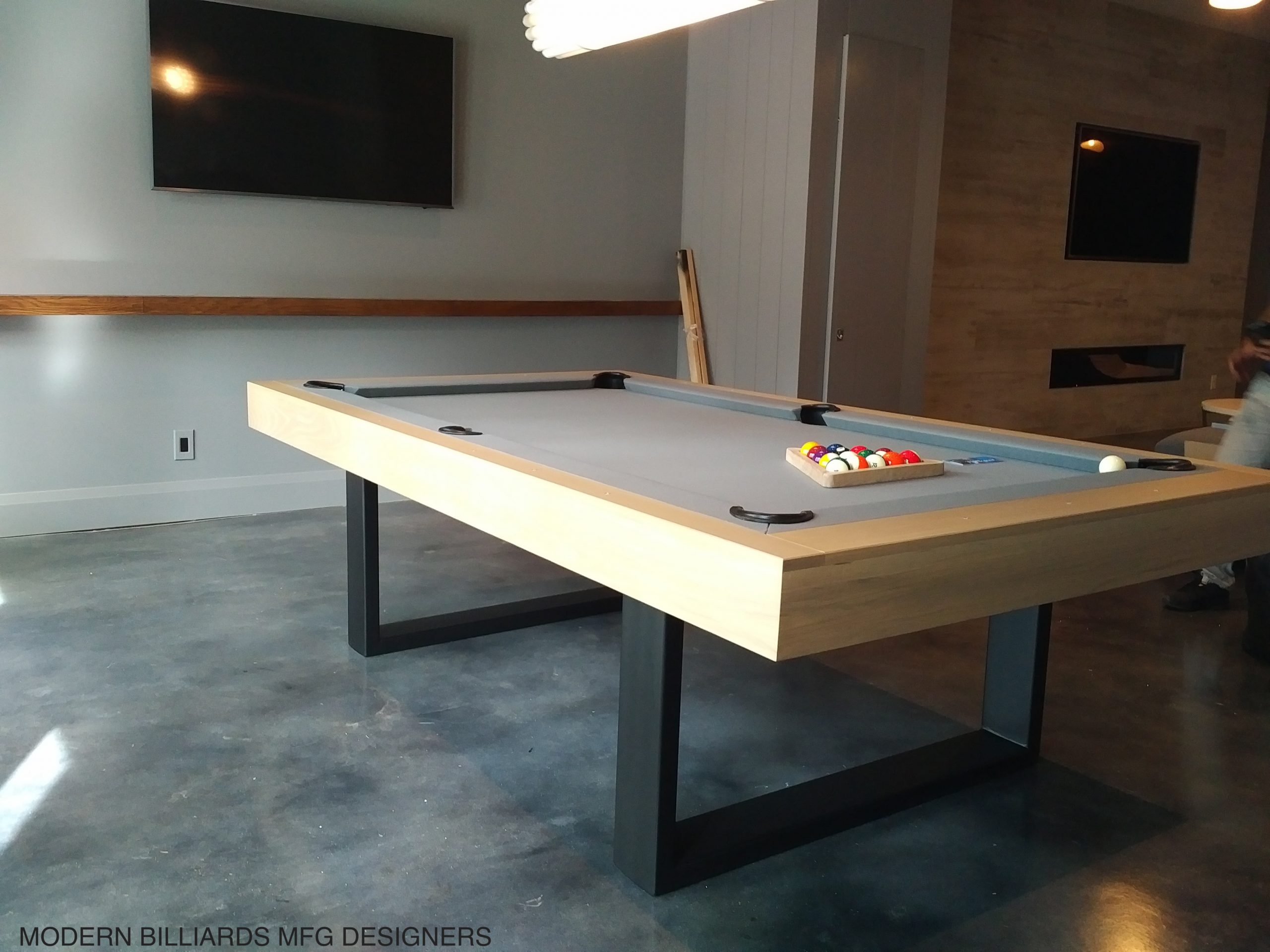 contemporary steel riviera modern pool tables, custom pool tables, modern billiards mfg