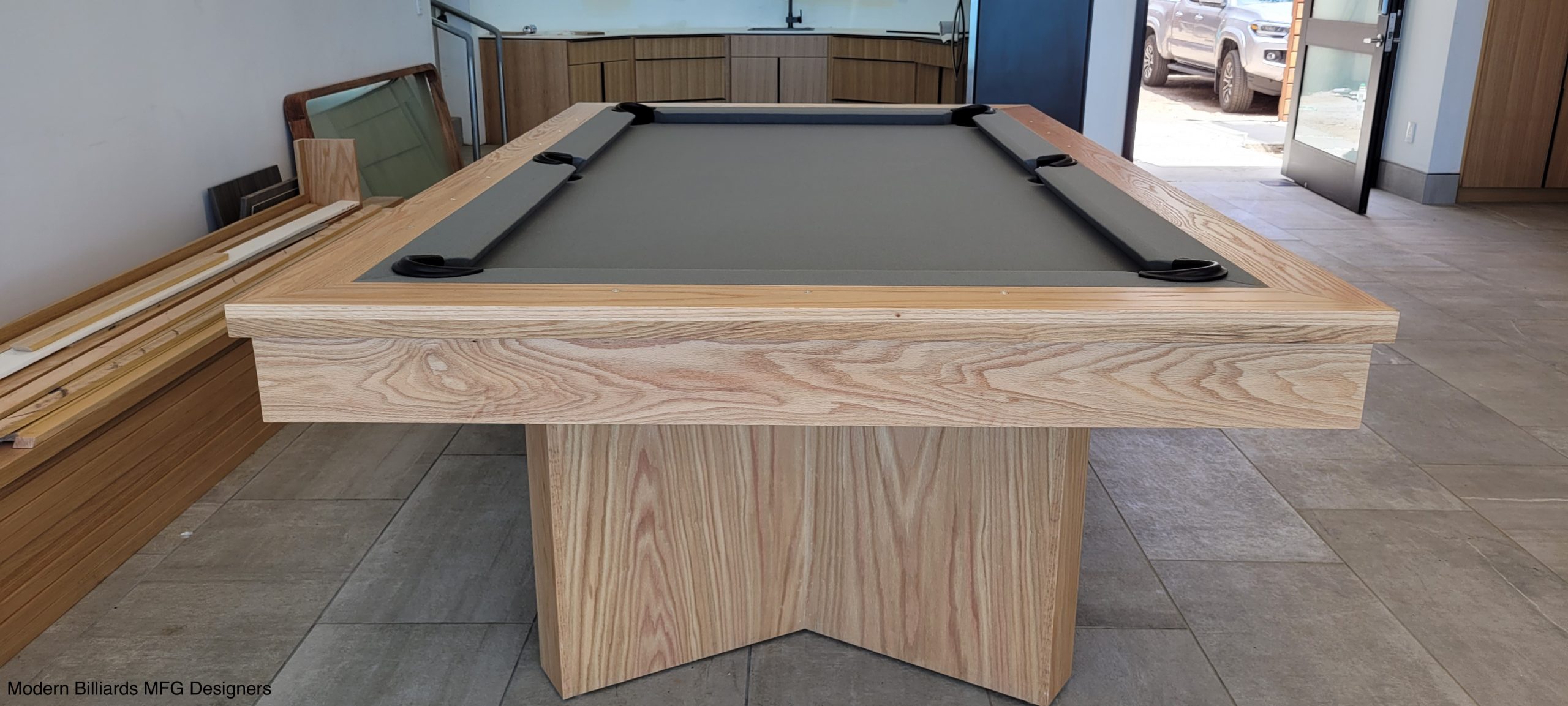 infinity Oak 1 modern pool tables, custom pool tables, modern billiards mfg