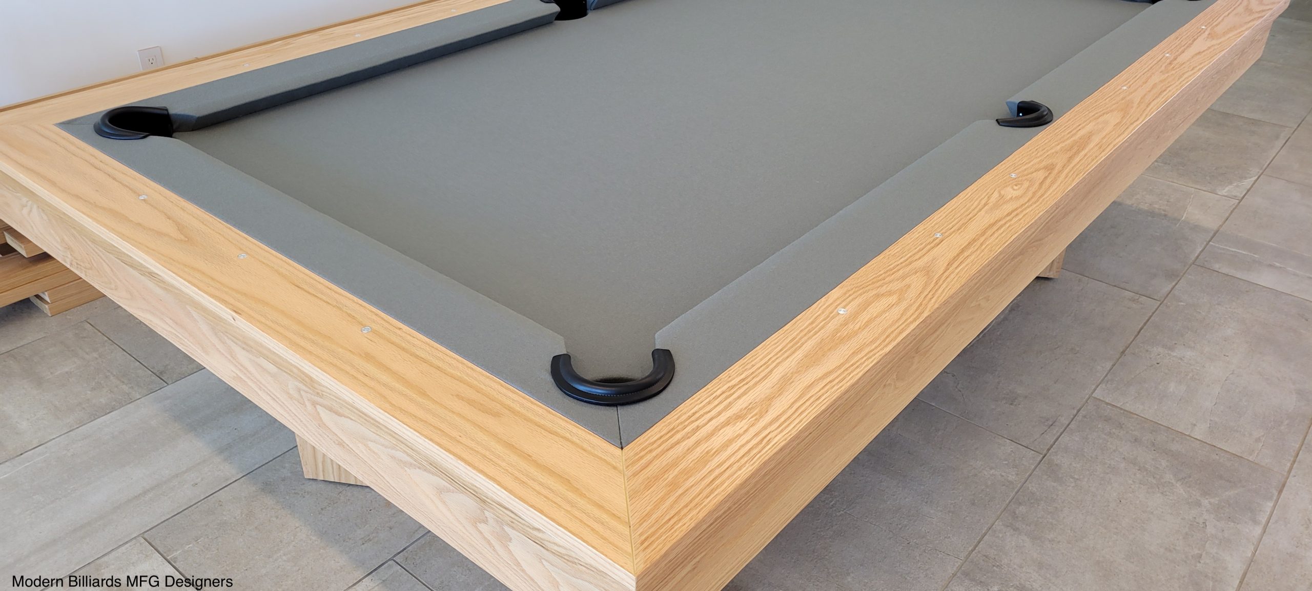 infinity oak 3 modern pool tables, custom pool tables, modern billiards mfg