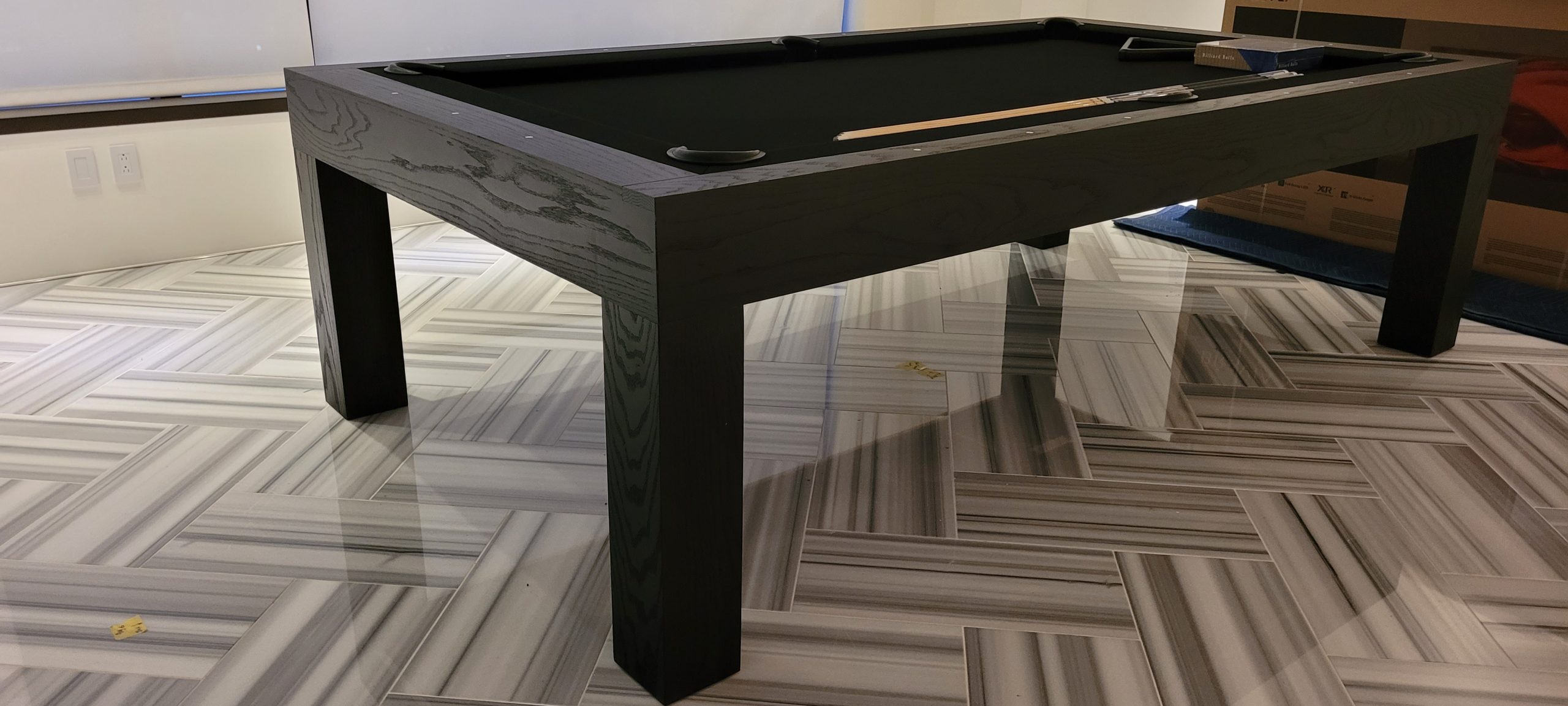 MODERN - MODEL MODERN BLACK MATTE POOL TABLE, modern pool tables, custom pool tables, modern billiards mfg
