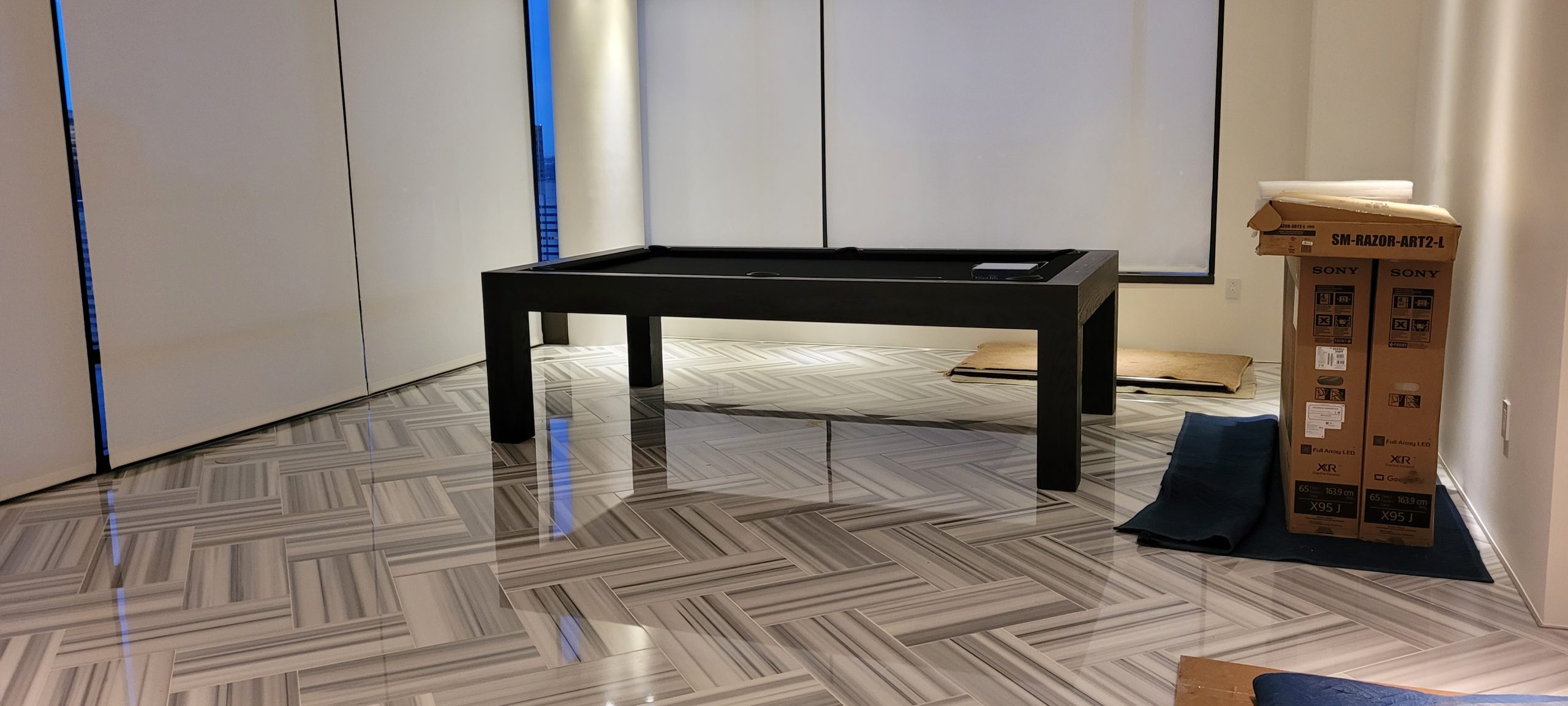 MODERN - MODEL MODERN BLACK MATTE POOL TABLE, modern billiards mfg MODERN - MODEL MODERN BLACK MATTE POOL TABLE, modern pool tables, custom pool tables, modern billiards mfg